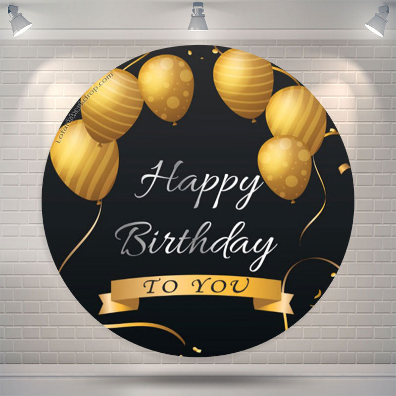 Lofaris Black Gold Round Balloon Backdrop For Birthday Party