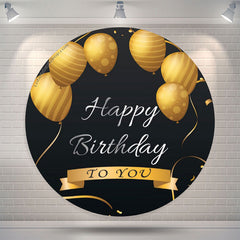 Lofaris Black Gold Round Balloon Backdrop For Birthday Party