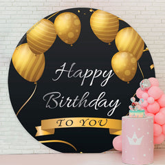Lofaris Black Gold Round Balloon Backdrop For Birthday Party