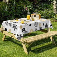 Lofaris Black Gold Snowflake Christmas Party Tablecloth