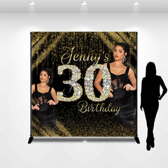 Lofaris Black Gold Talk Thirty Custom Photo Birthday Backdrop