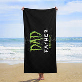 Lofaris Black Green Dad Father Energy Custom Beach Towel