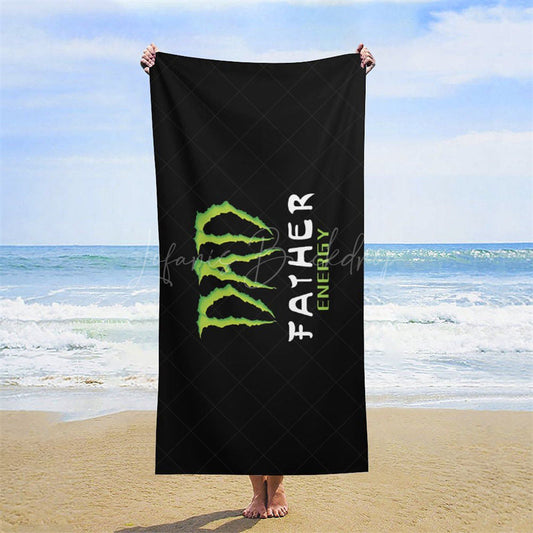 Lofaris Black Green Dad Father Energy Custom Beach Towel