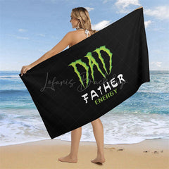 Lofaris Black Green Dad Father Energy Custom Beach Towel