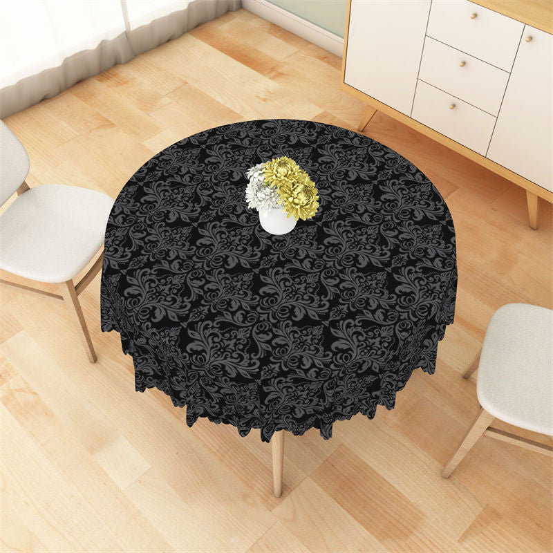 Lofaris Black Grey Pattern Classic Abstract Round Tablecloth