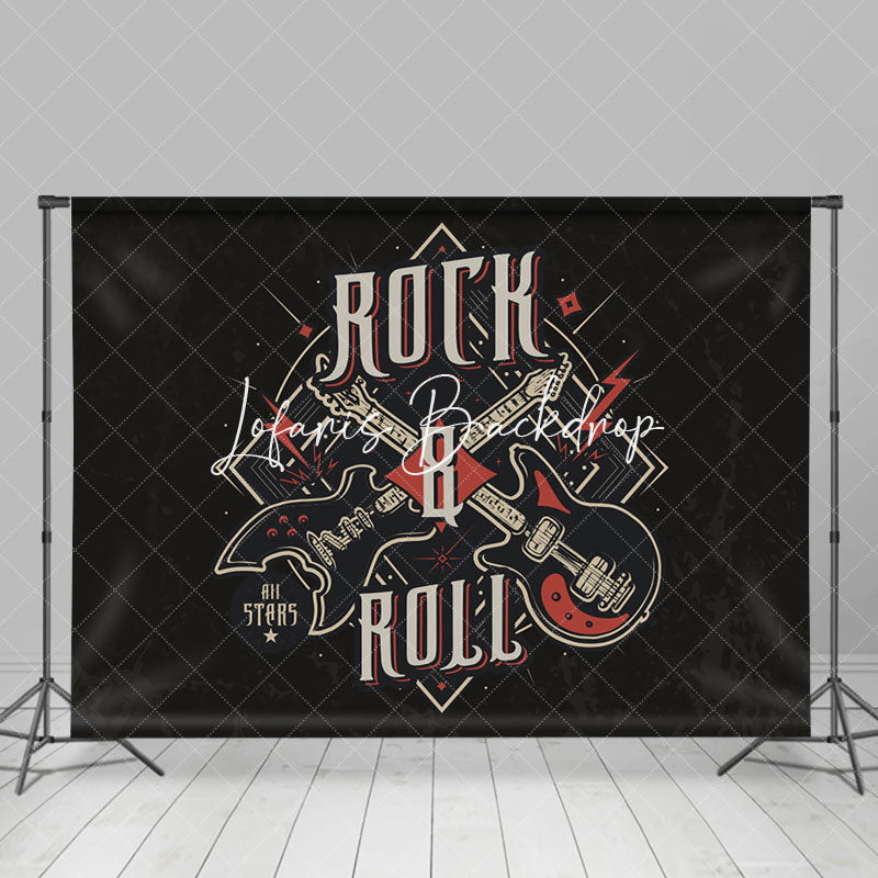 Lofaris Black Guitar All Stars Rock And Roll Party Backdrop