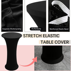 Lofaris Black High Top Round Spandex Cocktail Tablecloths