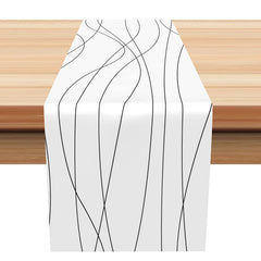 Lofaris Black Line Simple Abstract Morden White Table Runner