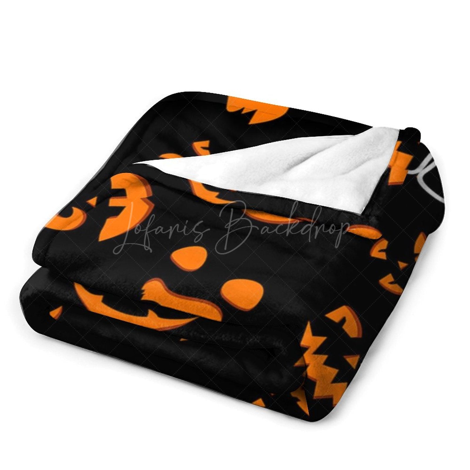 Lofaris Black Orange Spooky Halloween Custom Text Blanket
