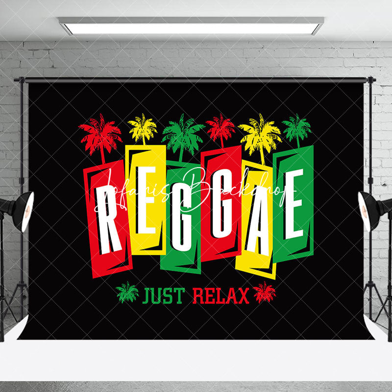 Lofaris Black Palm Trees Just Relax Reggae Party Backdrop