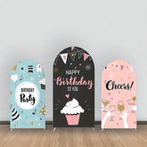 Lofaris Black Pink Cake Cheers Birthday Arch Backdrop Kit