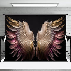 Lofaris Black Pink Gold Feather Angel Wings Photo Backdrop