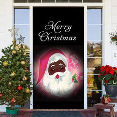 Lofaris Black Pink Santa Claus Merry Christmas Door Cover