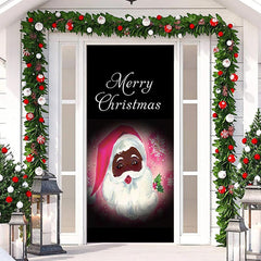 Lofaris Black Pink Santa Claus Merry Christmas Door Cover