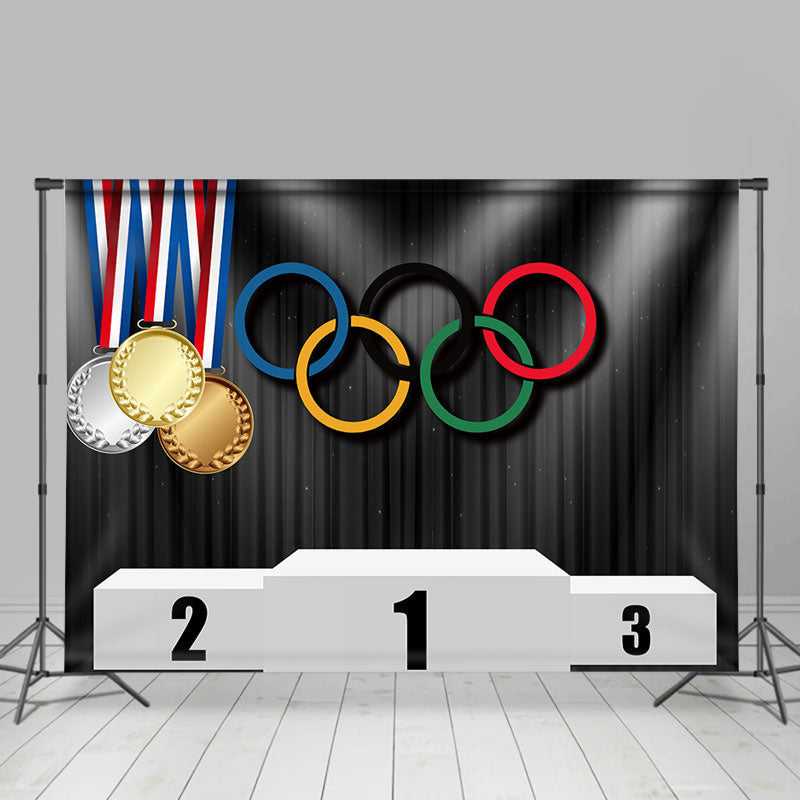 Lofaris Black Podium Medals Rings Sports Olympic Backdrop