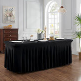 Lofaris Black Premium Spandex Rectangle Party Table Skirt
