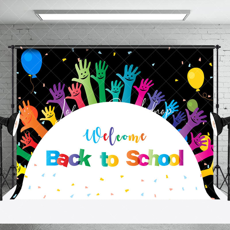 Lofaris Black Raised Hands Earth Back To School Backdrop
