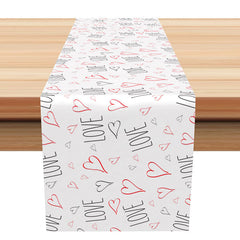 Lofaris Black Red Love Hearts Valentines Day Table Runner