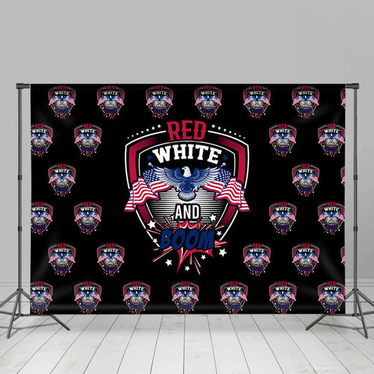 Lofaris Black Red White Boom Eagle Independence Day Backdrop