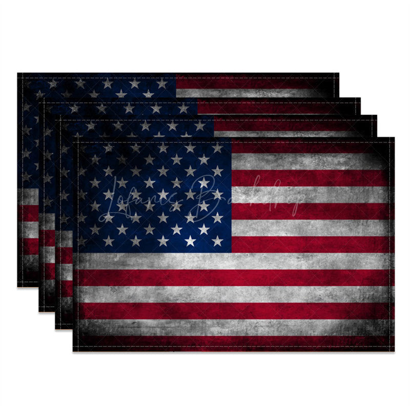 Lofaris Black Retro Flag Independence Day Set Of 4 Placemats
