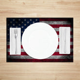 Lofaris Black Retro Flag Independence Day Set Of 4 Placemats
