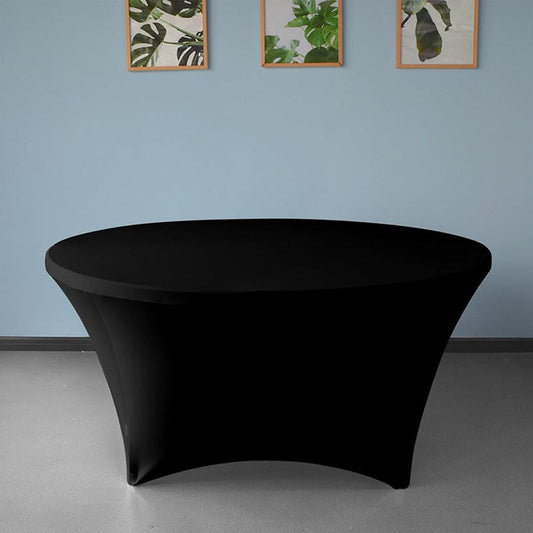 Lofaris Black Round Stretchable Spandex Banquet Tablecloth