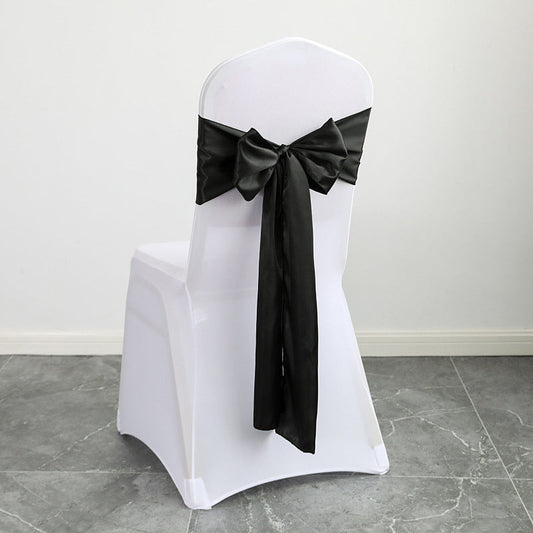 Lofaris Black Satin Universal Banquet Chair Sashes Bows