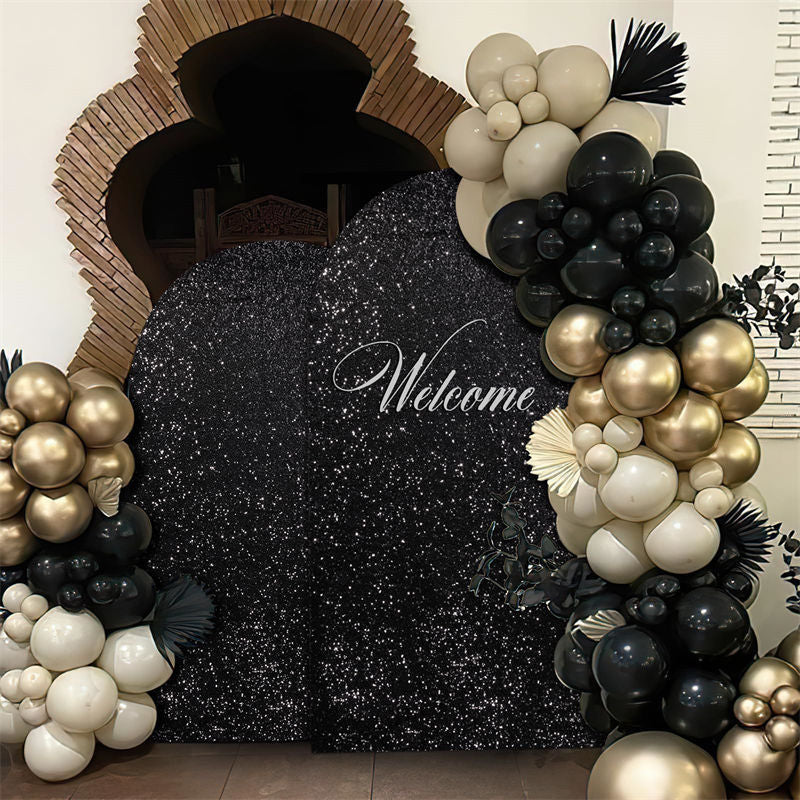 Lofaris Black Sequin Arch Backdrop Cover for Wedding Decor