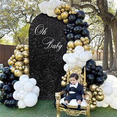 Lofaris Black Sequin Arch Backdrop Cover for Wedding Decor