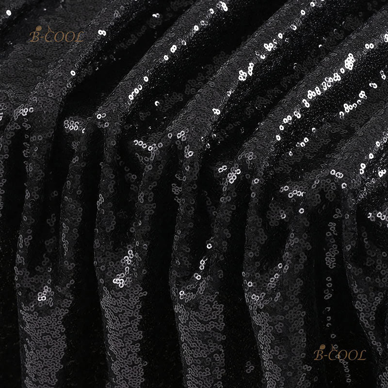 Lofaris Black Sequin Glitter Rectangle Banquet Tablecloth