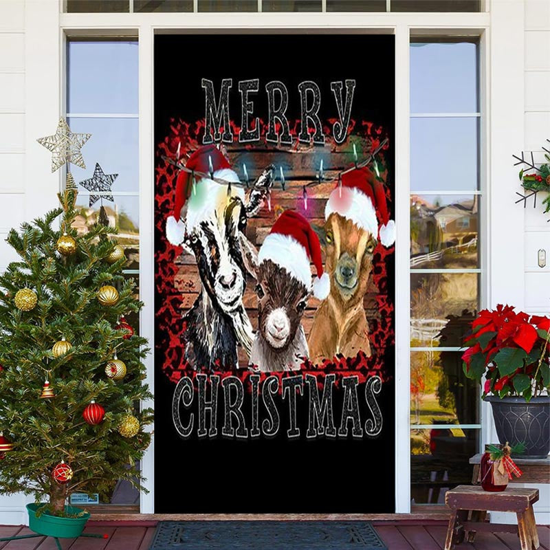 Lofaris Black Sheep Xmas Hat Merry Christmas Door Cover