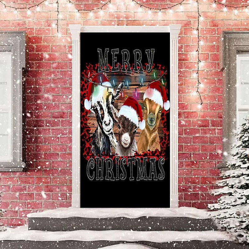 Lofaris Black Sheep Xmas Hat Merry Christmas Door Cover