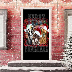 Lofaris Black Sheep Xmas Hat Merry Christmas Door Cover