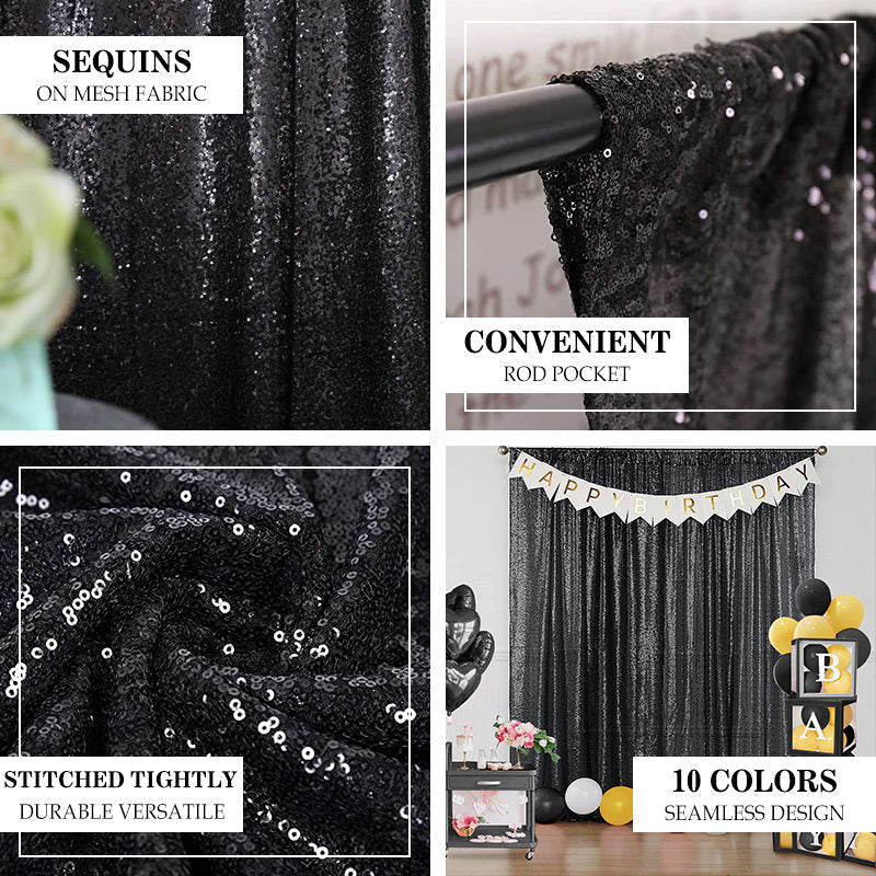 Lofaris Black Shimmery Sequin Fabric Photography Booth Backdrop