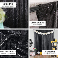 Lofaris Black Shimmery Sequin Fabric Photography Booth Backdrop