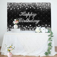 Lofaris Black Silver Diamond Glitter Birthday Party Backdrop