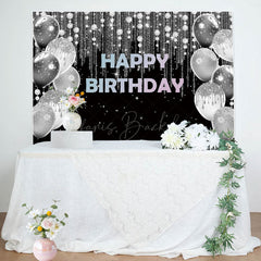 Lofaris Black Silver Glitter Balloon Birthday Party Backdrop