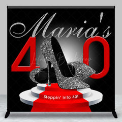 Lofaris Black Silver High Heel Custom 40th Birthday Backdrop