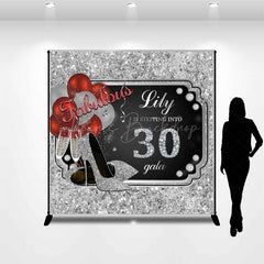 Lofaris Black Silver Red Custom 30th Birthday Party Backdrop