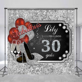 Lofaris Black Silver Red Custom 30th Birthday Party Backdrop