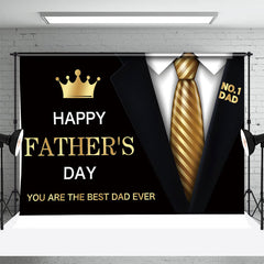 Lofaris Black Siut Golden Tie Crown Fathers Day Backdrop