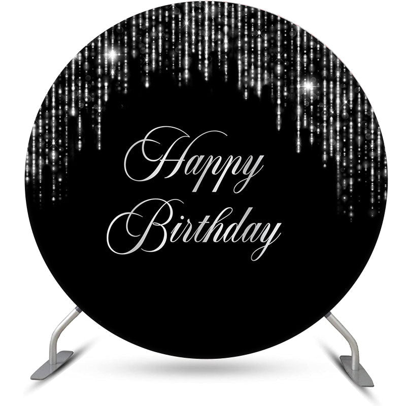 Lofaris Black Sliver Tassels Bokeh Round Birthday Backdrop