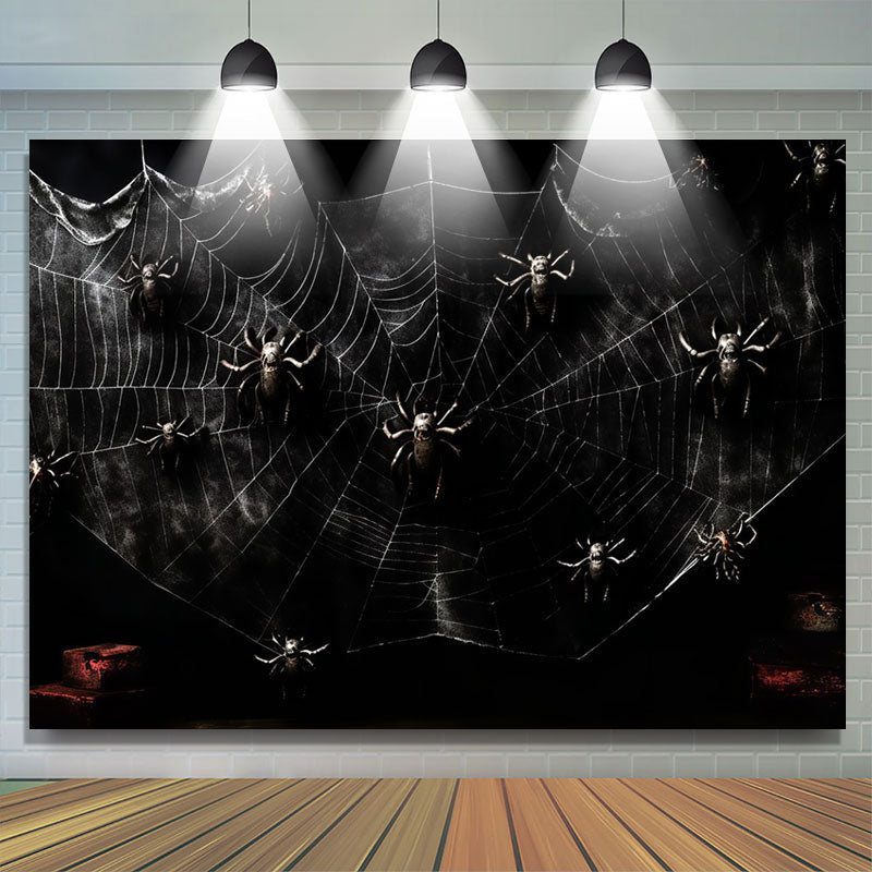 Lofaris Black Spider Web Halloween Photography Backdrop