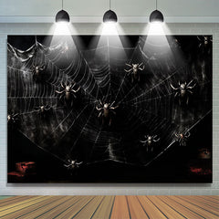 Lofaris Black Spider Web Halloween Photography Backdrop