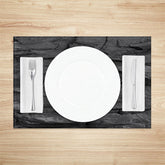 Lofaris Black Stone Marble Texture Fabric Set Of 4 Placemats