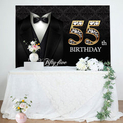 Lofaris Black Suit Happy 55th Birthday Backdrop For Men