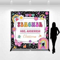 Lofaris Black Teacher Rainbow Custom Back To School Backdrop