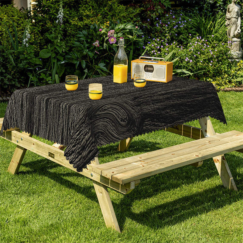 Lofaris Black Tree Texture Dining Room Square Tablecloth