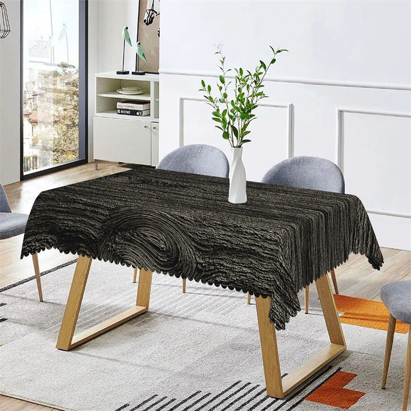 Lofaris Black Tree Texture Dining Room Square Tablecloth