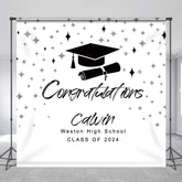 Lofaris Black White Bachelor Cap Custom Graduation Backdrop